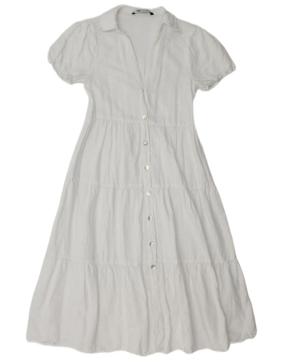chinese dress ladies Zara Terracotta 100% Linen Midi Dress
