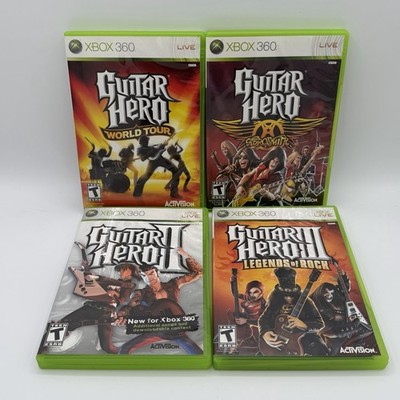 Guitar Hero Xbox 360 Game Lot Of 4 II, III, and World Tour Aerosmith All Tested