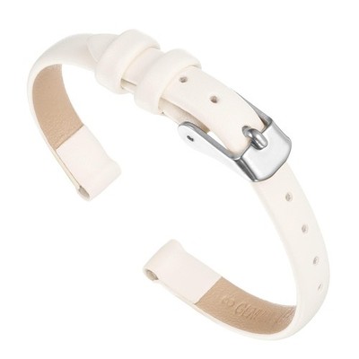 uxcell White Genuine Leather Band 8mm Width, Flat Thin 8mm, White/Silver Tone