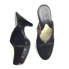 Cole Haan Mules Clogs Heels Black Suede Leather Platform Studded Women's 7 B