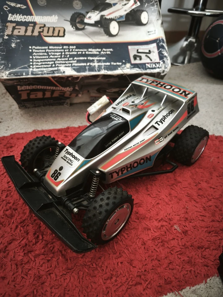 Nikko Taifun Typhoon buggy Rare Argenté radiocommandé 1/14 télécommande boîte - Photo 2/4