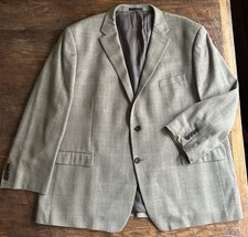 Ralph Lauren Sport Coat Men's 54R Gray Windowpane Plaid Wool Silk Notch Lapel