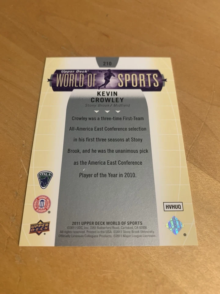 2011 Upper Deck World of Sports Kevin Crowley #210 - Image 2 of 2