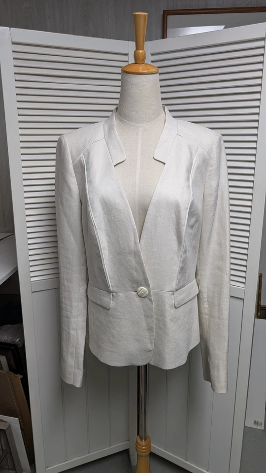 Chaqueta forrada de 2 piezas de lino Lafayette 148 NY talla 10/pantalones sin forro talla 12 Foto 2 de 4