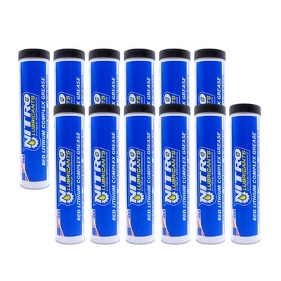 Nitro Lubricants Red Lithium Grease   14oz Heavy-Duty, Multi-Purpose (12-Pack)