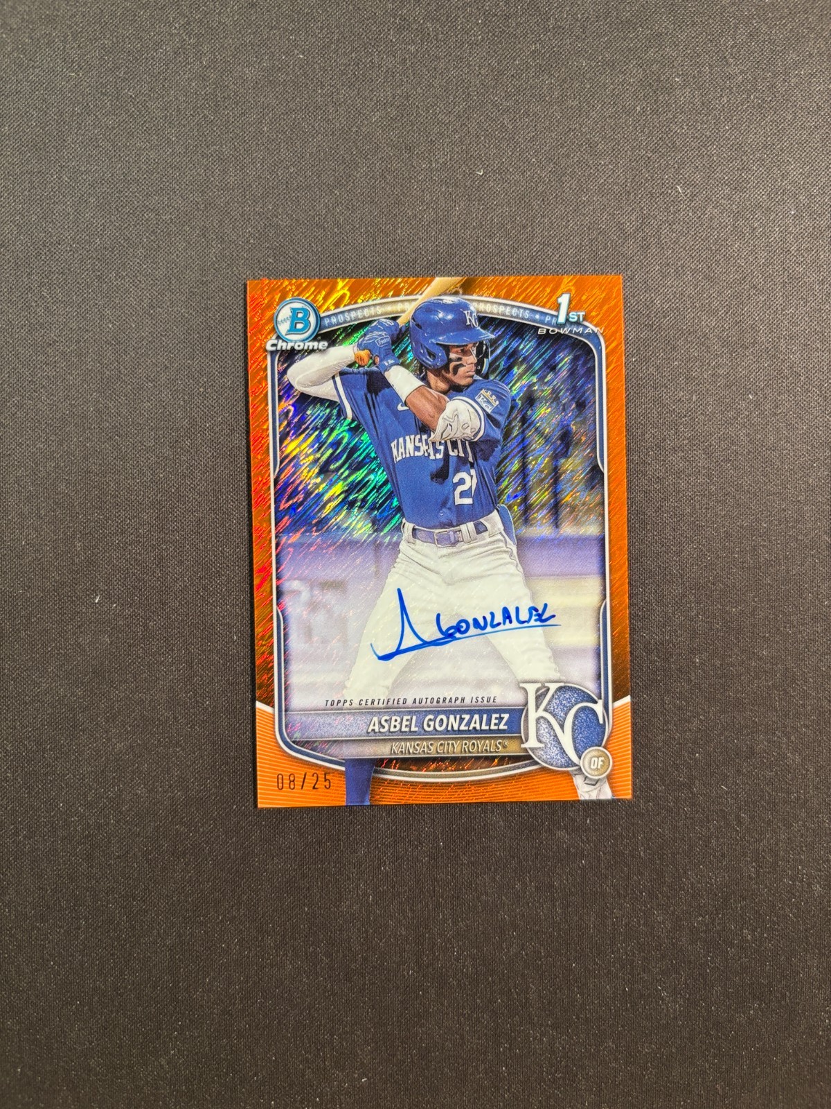 2025 Bowman Chrome #CPA-AG Asbel Gonzalez 1st Orange Shimmer Auto 08/25 BJMY