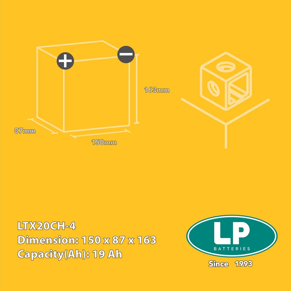 LP SLA LTX20CH-4 Ready To Use Starter Battery 12V,19Ah With AGM Technology - Image 4 of 4