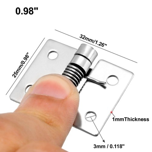 0.98" Spring Hinge Stainless Steel Brushed Hinges for Door Cabinet Small Box - Picture 9 of 9