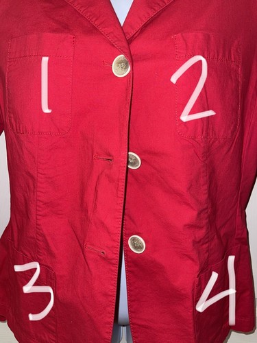 ๐ Talbots Blazer Jacket Notch Patch Pocket Stretch ๐งฅ Red 10P - Picture 5 of 10