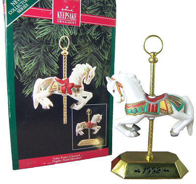 Tobin Fraley Carousel 1992 1st in Series Hallmark Horse Christmas Ornament Stand