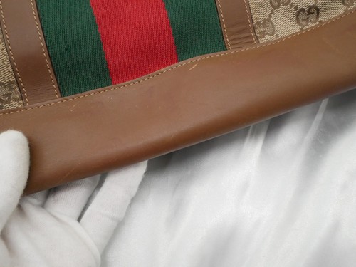 GUCCI gg canvas sherry line tote bag GG pattern limited edition leather #6097P - Picture 16 of 24