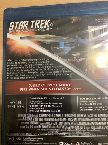 Star Trek IV & VI 4 & 6 (Blu-Ray) NEW - Foto 10 di 12