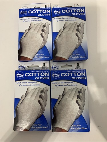 4 Paar Cara 100 % dermatologische Baumwollhandschuhe Größe Small 6,5-7,5 NEU