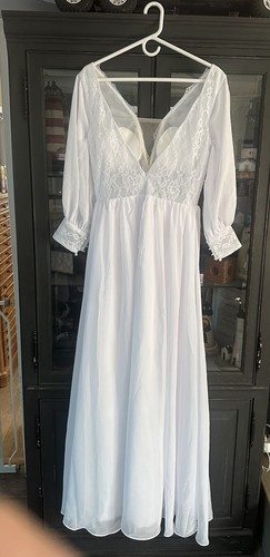 Off White Long Sleeve Wedding Dress Size 10 Brand New