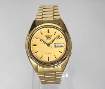 SEIKO 5 7S26-0480 37mm Automatic Analog Day/Date Gold Dial