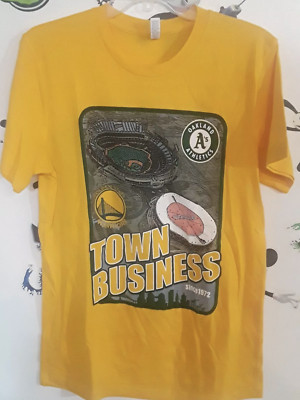 RARE NEW SGA Oakland Athletics Golden State Warriors Town Business XL Tshirt A's