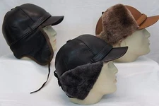 100% Sheepskin Shearling Leather Fur Elmer Fudd Aviator Captain Trapper Hat S-3X