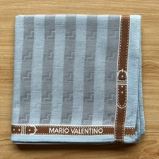 HANDKERCHIEF VINTAGE BLUE STRIPED PLAIN MEN'S POCKET SQUARE COTTON 18" D0470
