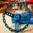 11 Inch Black Chain Steering Wheel with Cutout Spokes and Horn Button -3 Hole