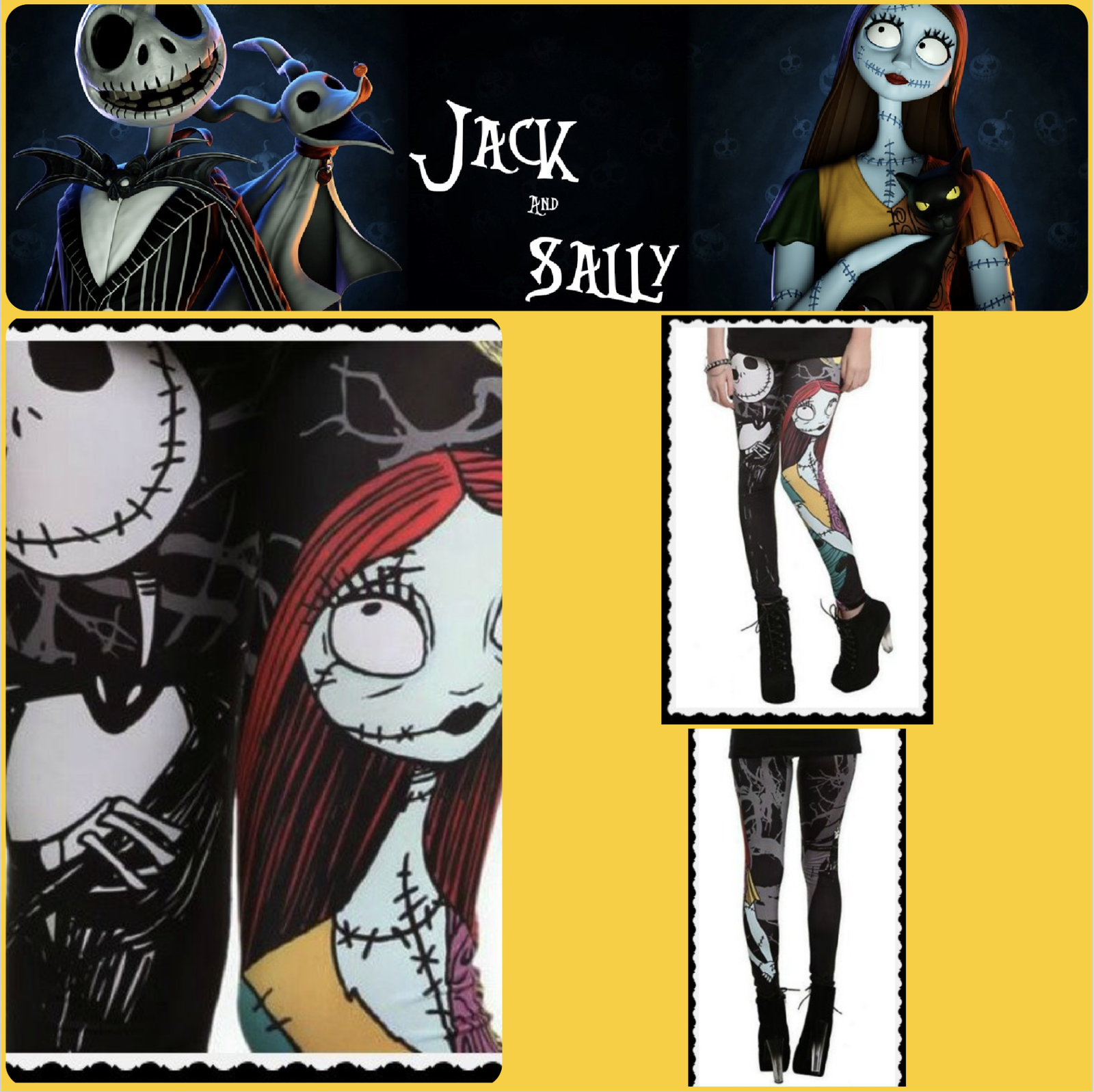 Disney Nightmare Before Xmas Jack Sally-HOT TOPIC Leggings Yoga Pants (M) -  NEW! | eBay