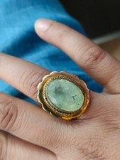 Natural Prehnite Oval Gemstone Ring 925 Sterling Silver Gold Plated Jewelry Gift