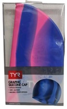 TYR Pink Purple Graphic Silicone Swim Cap SZ Adult New