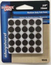 Shepherd 9949 3/8-Inch Self-Adhesive Felt Furniture Pads, 75-Pack, Brown