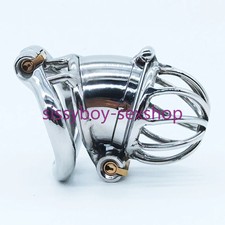 Detachable Double Lock Cage Stainless Steel Male Chastity Devices Curved Ring