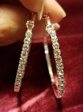 New Silver Rhinestone Hoop Fashion Costume Earrings