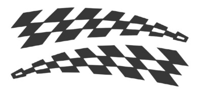 2x film racing chequered flag, fender 19x3.5cm, sticker, car sticker black