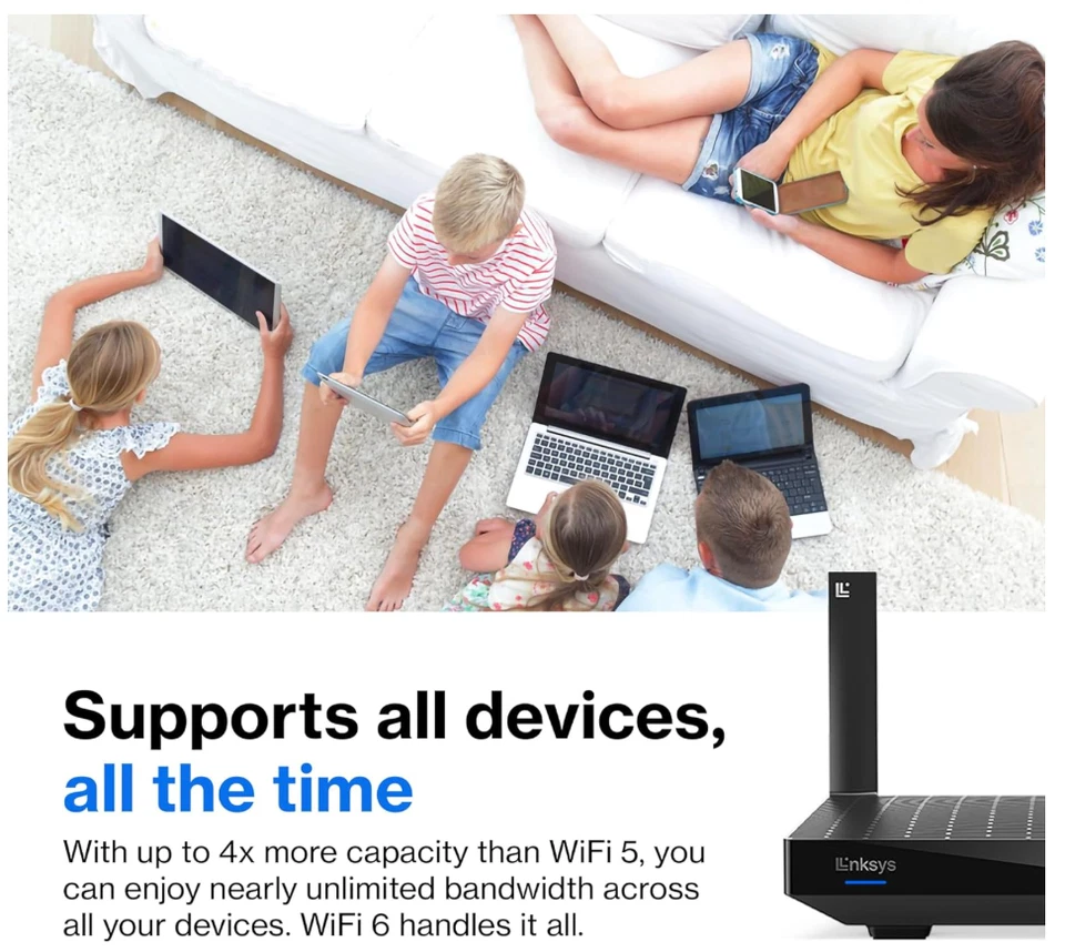 WiFi 6 Dual-Band Wireless Router Linksys 6 Mesh MR20EC AX3000 - Image 4 of 4