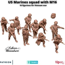 Eskice Miniatures Vietnam War US Marines Infantry Squad w M16 Bolt Action 28mm
