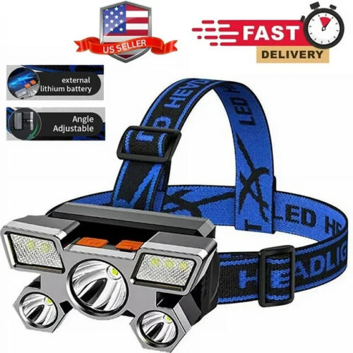 5 LED Headlamp USB Rechargeable Headlight Super Bright Head Torch Flashlight US - Picture 1 of 14