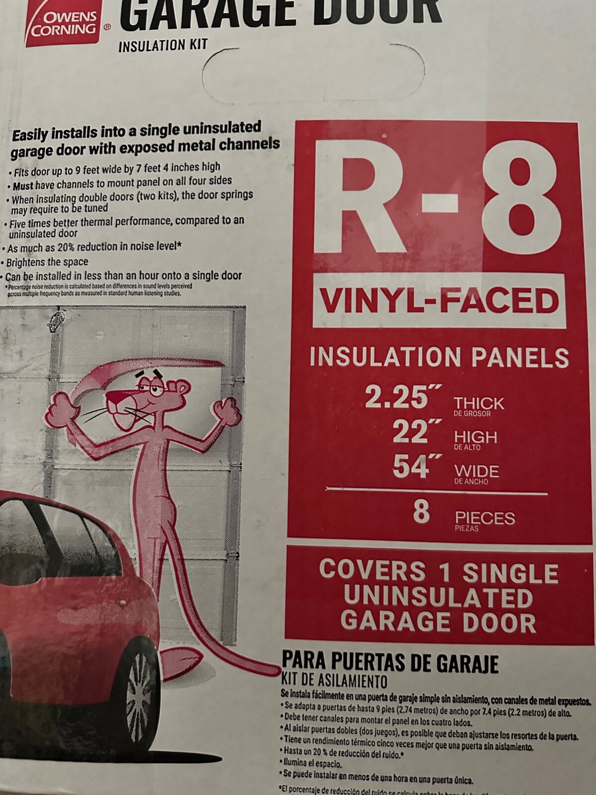 Owens Corning Garage Single Door Insulation Kit R8 Fiberglass Roll 66