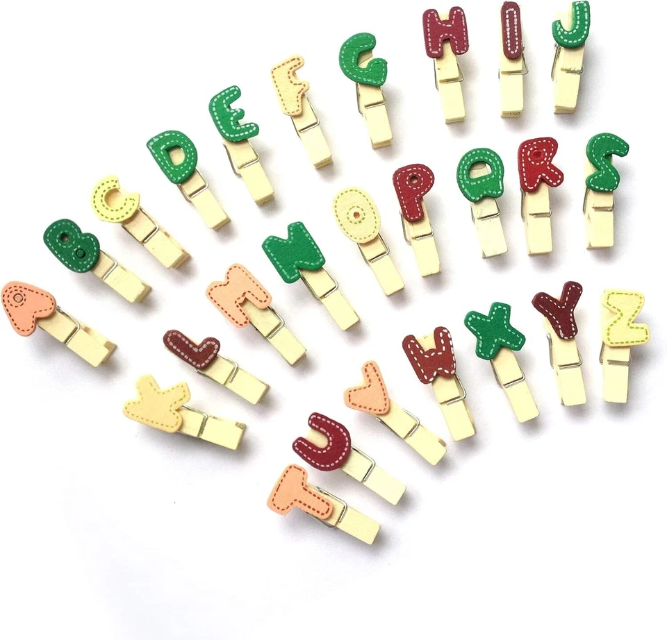 "Wooden Mini Clothespins 26 Pieces Letters " - Image 2 of 4