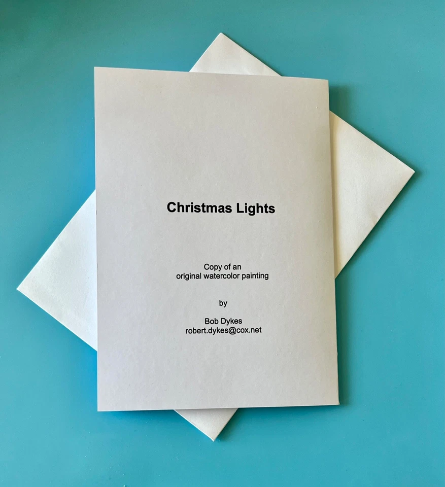 Christmas Card, Christmas Lights, w/envelope, original art - Image 2 of 2