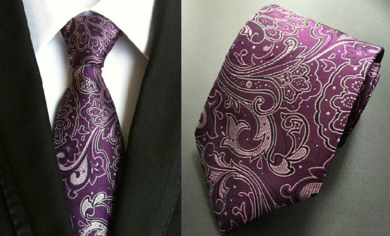 Corbata Morada Paisley Hecha A Mano Para Hombre Boda Formal