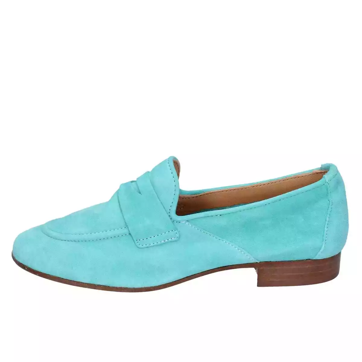 shoes women POLLINI loafers green suede BE330