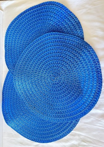 Placemats, Round 13”, Patriotic, Holiday, Red & Blue, Set of 6, Preowned - Picture 3 of 16