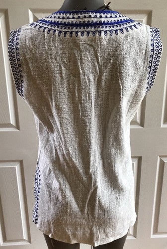 Solitaire Embroidered Ivory Sleeveless Shirt Women NWT Size Medium - Picture 5 of 12