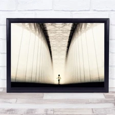 To The Future Creative Edit Child Kid Girl Running Bridge Wall Art Print