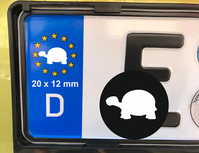 4x Schildkröte Turtle  Nummernschild Aufkleber Sticker Euro Kennzeichen Plakette
