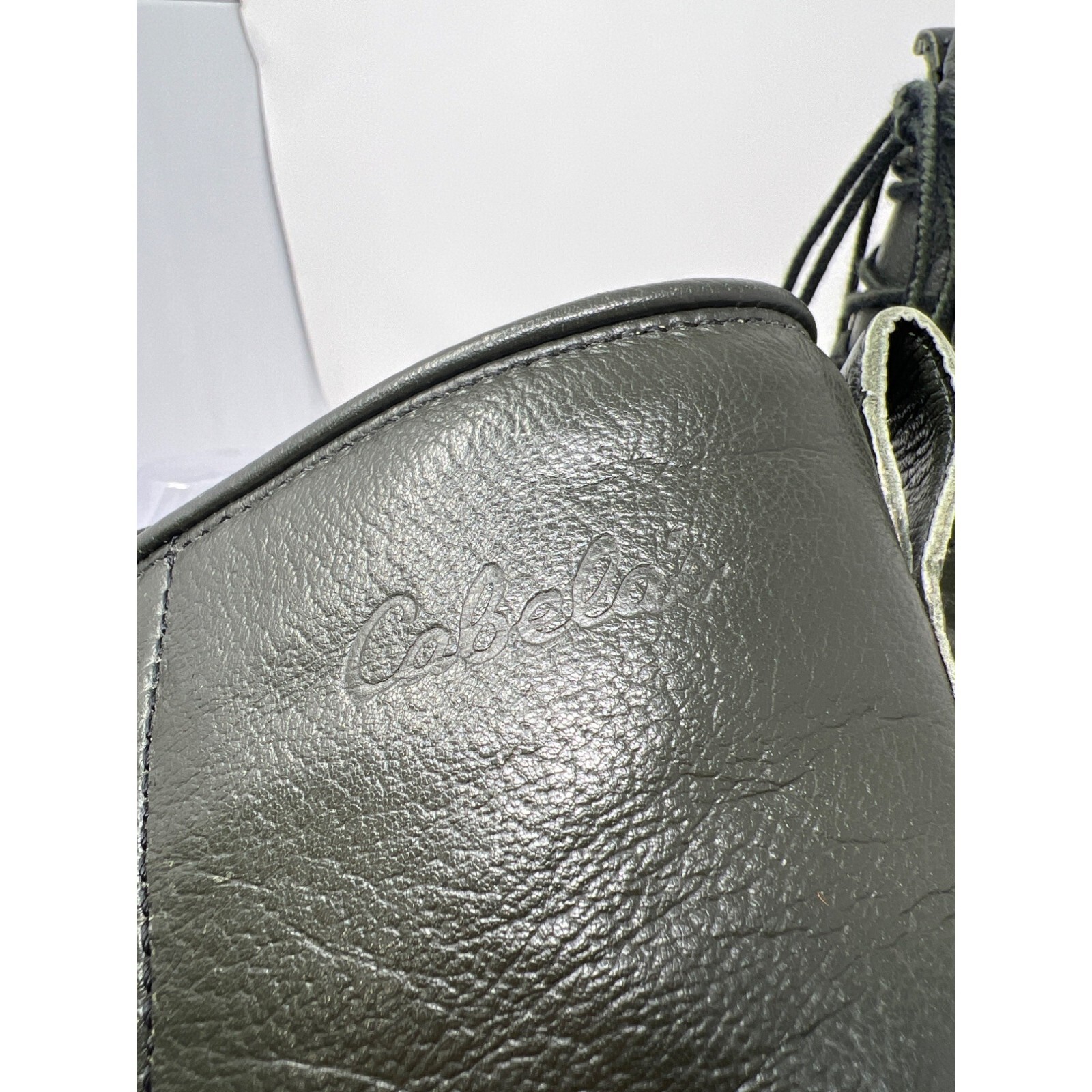 Vintage USA Cabelas Green Leather Hunting Moc Toe Boots Gumlite Vibram