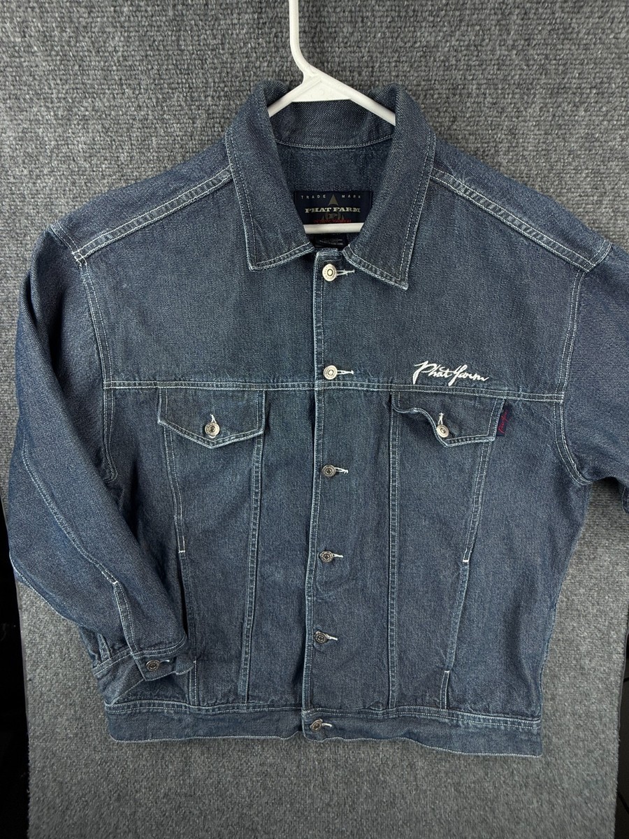 VTG Phat Farm Denim Jacket Men XL Buttons Y2K Streetwear Hip