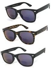 Retro Square Frame Bifocal Sunglasses Sun Reader Blue Tinted Lens UV400