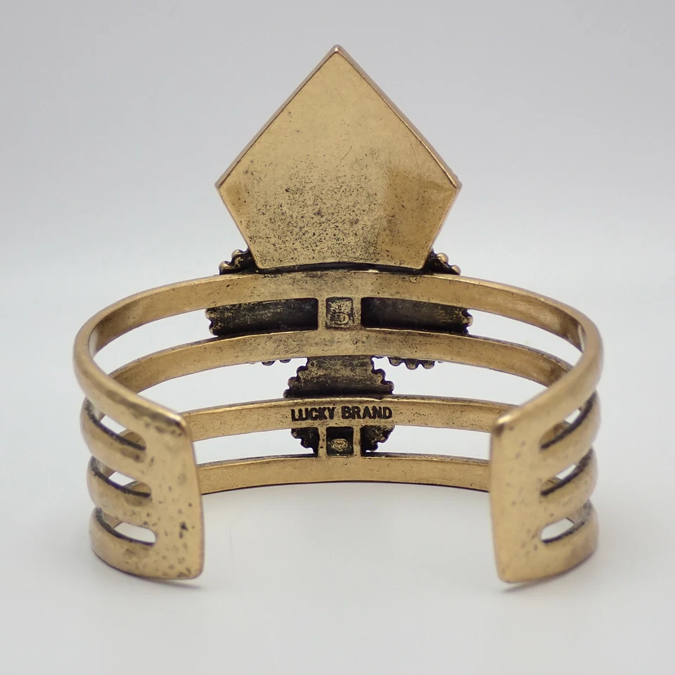 Lucky Brand 金色锤子模拟绿松石 7 英寸袖口手链 — 第 4/4 张图片