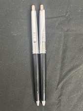 Vintage PAPER MATE Black Chrome Profile Double Heart Ballpoint Pen Lot 1 Damag
