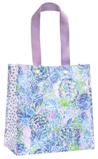 Purple/Blue Market Shopper Bag, Reusable Grocery Tote with Comfortable Shoulder