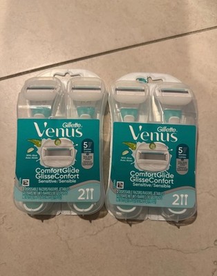 2 × Venus ComfortGlide Sensitive Aloe 5 Blade Women s Disposable Razors (2 Pack)