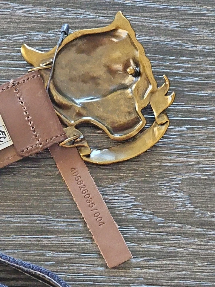 Cinturón Acrílico Polo Ralph Lauren Rayas Tigre Hebilla Talla 36" Hombre Verde Azul Marino Foto 4 de 4